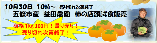 【10/30(金)】五條市・益田農園産の柿の店頭試食販売